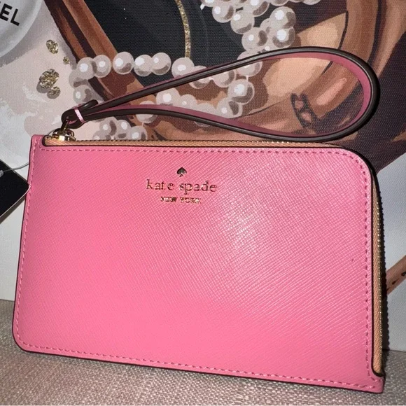 👜 Kate Spade New York Bicolor Saffiano Wristlet (Pink/Peach) - Picture 2 of 3
